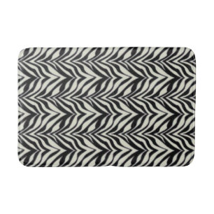 Zebra Stripes BW Wild Animal Print Bath Mat