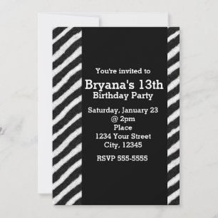 Zebra Stripes Chic Birthday Glam Party Invitations