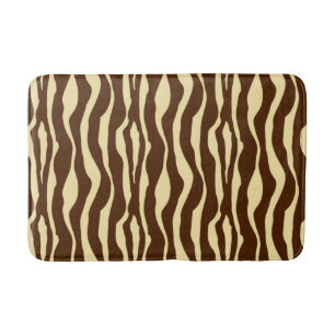 Zebra stripes - Chocolate Brown and Camel Tan Bath Mat