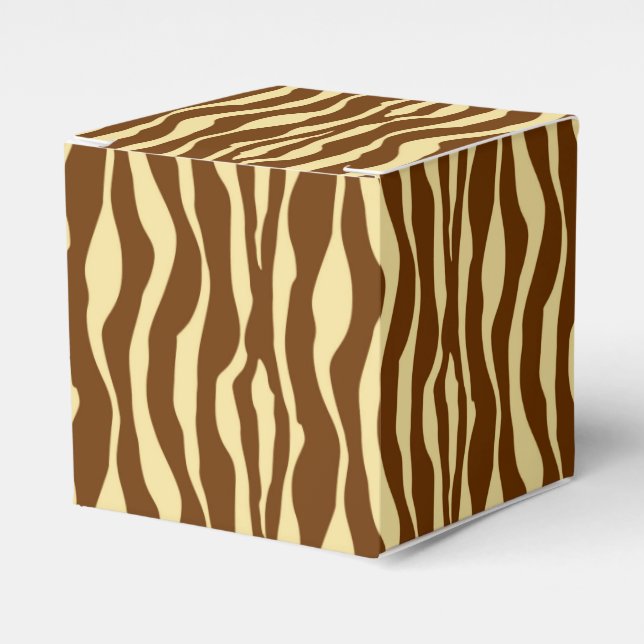 Zebra stripes - Chocolate Brown and Camel Tan Favor Box (Front Side)