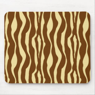 Zebra stripes - Chocolate Brown and Camel Tan Mouse Pad