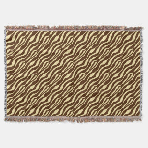 Zebra stripes - Chocolate Brown and Camel Tan Throw Blanket