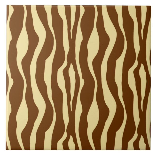 Zebra stripes - Chocolate Brown and Camel Tan Tile (Front)