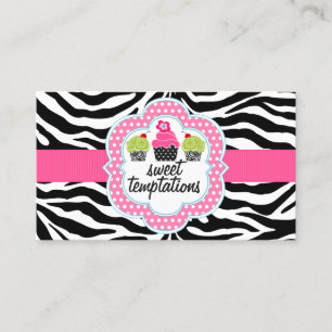 Zebra Stripes Cupcake Bakery Business Card
