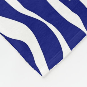 Zebra stripes - Dark Cobalt Blue and White Fleece Blanket