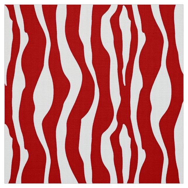 Zebra stripes - Deep Red and White Fabric (Swatch)