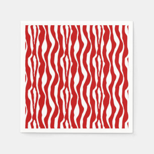Zebra stripes - Deep Red and White Napkin