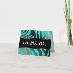Zebra Stripes/DIY colour, Aqua/Thank You Note Card