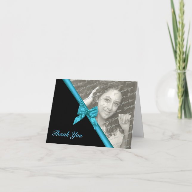 Zebra Stripes et Ribbon Merci Note avec Photo (Devant)