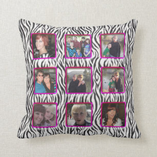 Zebra Stripes Frame Add Photos Instagram Collage Throw Pillow