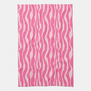 Zebra stripes - Fuchsia and light pink Kitchen Towel