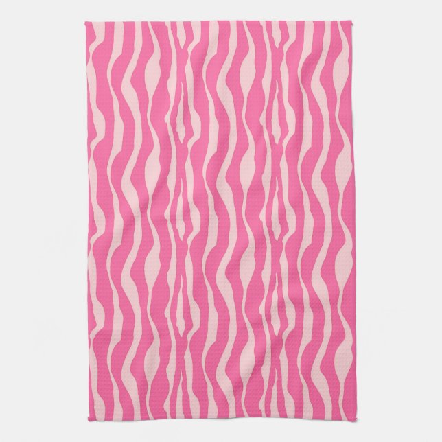 Zebra stripes - Fuchsia and light pink Kitchen Towel (Vertical)
