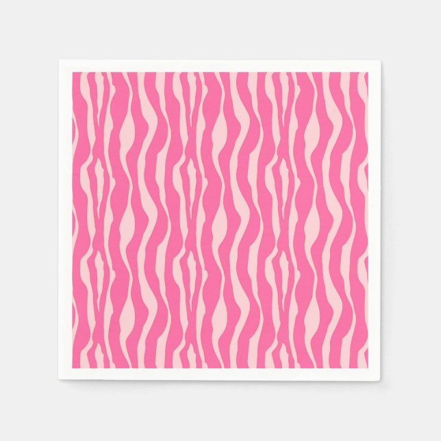 Zebra stripes - Fuchsia and light pink Napkin (Front)