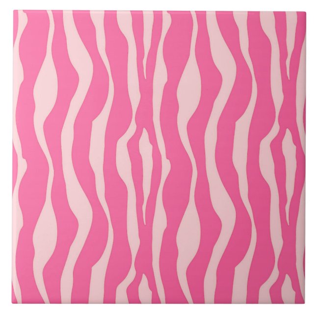 Zebra stripes - Fuchsia and light pink Tile (Front)