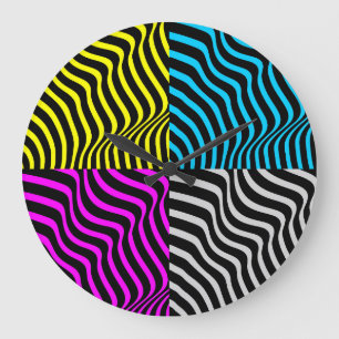 Zebra Stripes - Geometric Pattern Abstract Art 3D Large Clock