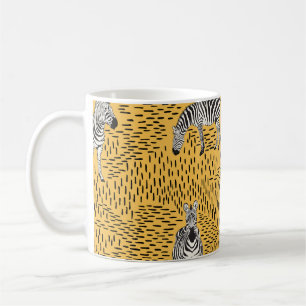 Zebra stripes: hand-drawn seamless background. coffee mug