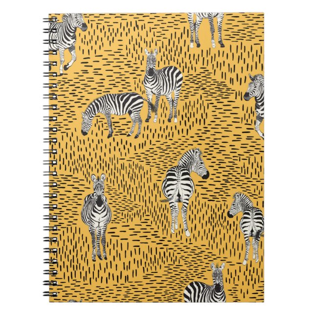 Zebra stripes: hand-drawn seamless background. notebook (Front)