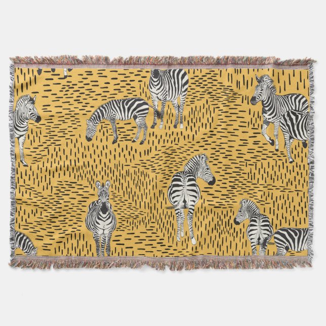 Zebra stripes: hand-drawn seamless background. throw blanket (Front)