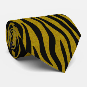 Zebra Stripes in Black and Gold Safari Print Tie