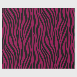 Zebra Stripes in Black and Magenta Safari Print Wrapping Paper