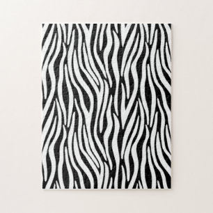 Zebra Stripes in Black and White Fur Effect Jigsaw Puzzle