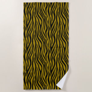Zebra Stripes in Safari Black and Brown Beach Towel
