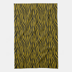 Zebra Stripes in Safari Black and Brown Kitchen Towel