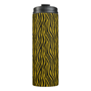 Zebra Stripes in Safari Black and Brown  Thermal Tumbler