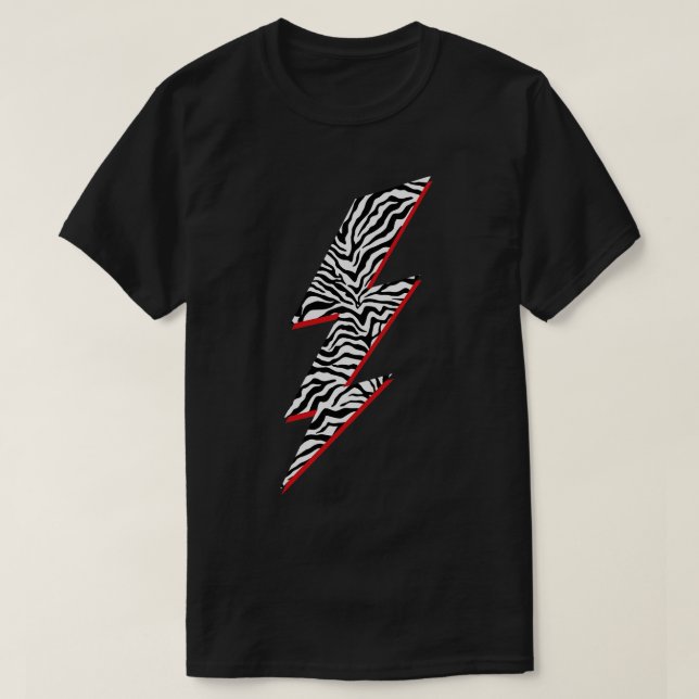 Zebra Stripes Lightning Bolt Animal Prints T-Shirt (Design Front)