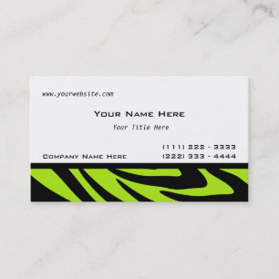 Zebra Stripes Lime Green Business Card