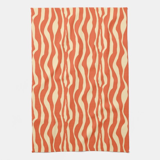 Zebra stripes - Mandarin and light orange Kitchen Towel (Vertical)