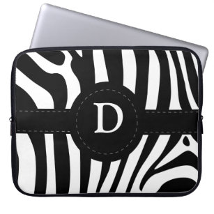 Zebra stripes monogram initial D custom Laptop Sleeve