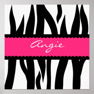 Zebra Stripes Motif Nom personnalisé Poster