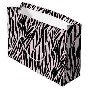 Zebra Stripes On Pastel Pink Large Gift Bag