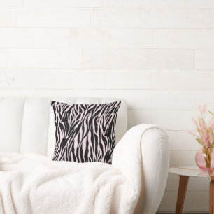 Zebra Stripes On Pastel Pink Throw Pillow