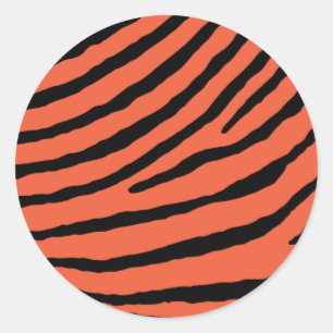 ZEBRA STRIPES: ORANGE and BLACK Classic Round Sticker