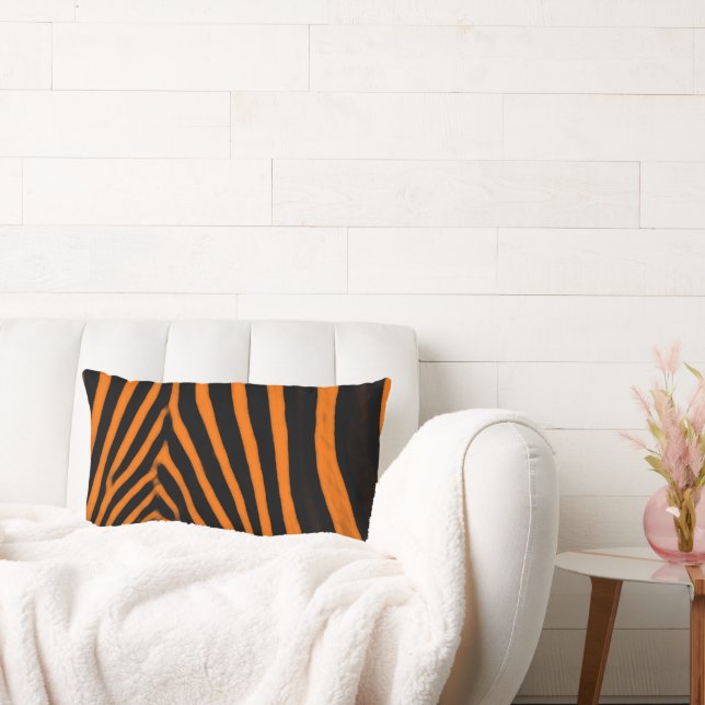 Zebra Stripes- Orange Lumbar Pillow (Couch)