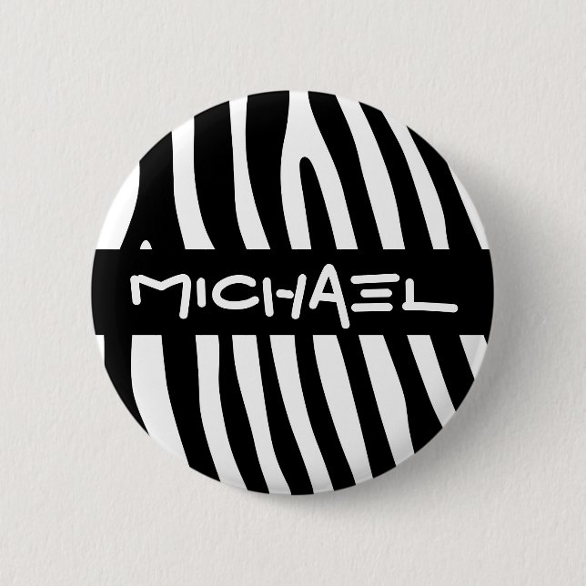 Zebra stripes pattern black & white + your ideas 2 inch round button (Front)
