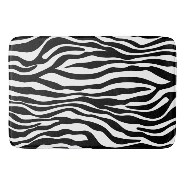 Zebra stripes pattern black & white + your ideas bath mat (Front)