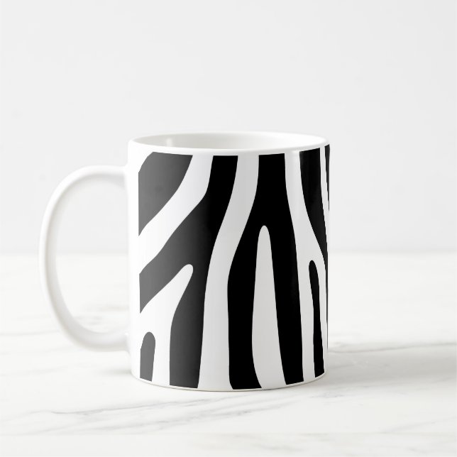Zebra stripes pattern black & white + your ideas coffee mug (Left)