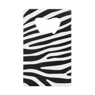 Zebra stripes pattern black & white + your ideas credit card bottle opener