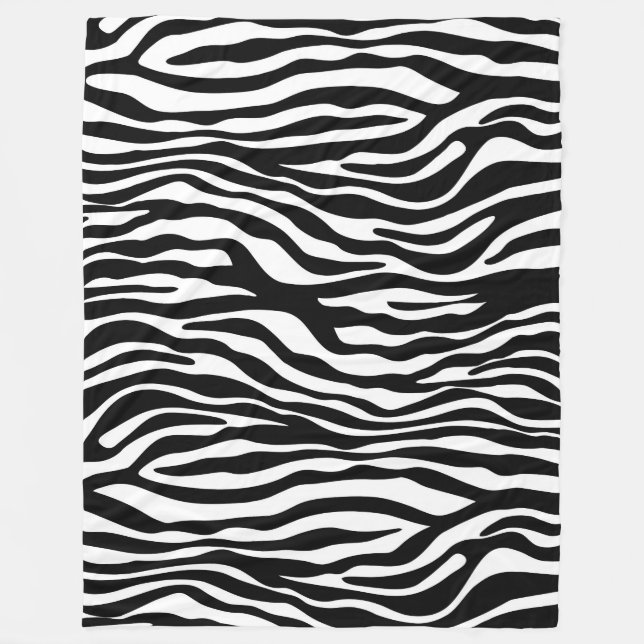 Zebra stripes pattern black & white + your ideas fleece blanket (Front)