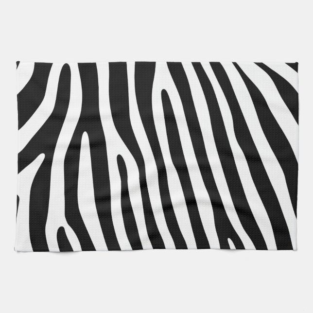Zebra stripes pattern black & white + your ideas kitchen towel (Horizontal)