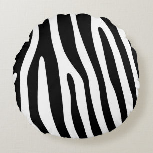 Zebra stripes pattern black & white + your ideas round pillow