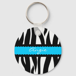 Zebra Stripes Pattern Personalized Name Keychain