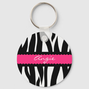 Zebra Stripes Pattern Personalized Name Keychain