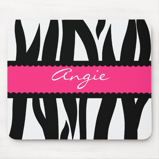 Zebra Stripes Pattern Personalized Name Mousepad (Front)