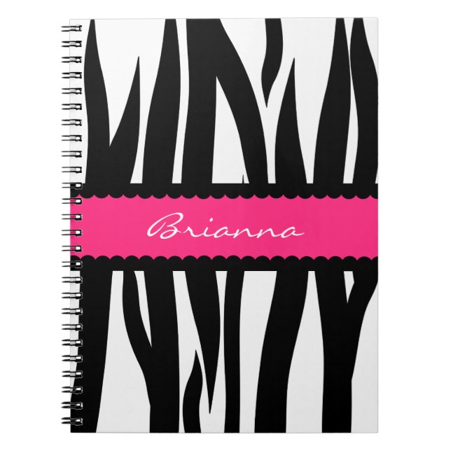 Zebra Stripes Pattern Personalized Name Notebook (Front)