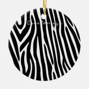 Zebra Stripes Pattern Thunder_Cove Ceramic Ornament