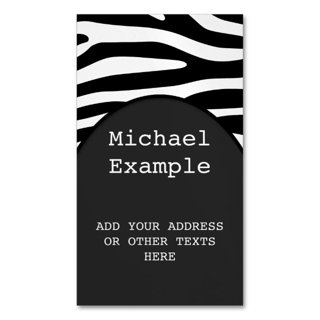 Zebra stripes pattern + your background & ideas 	Magnetic business card (Front Vertical)